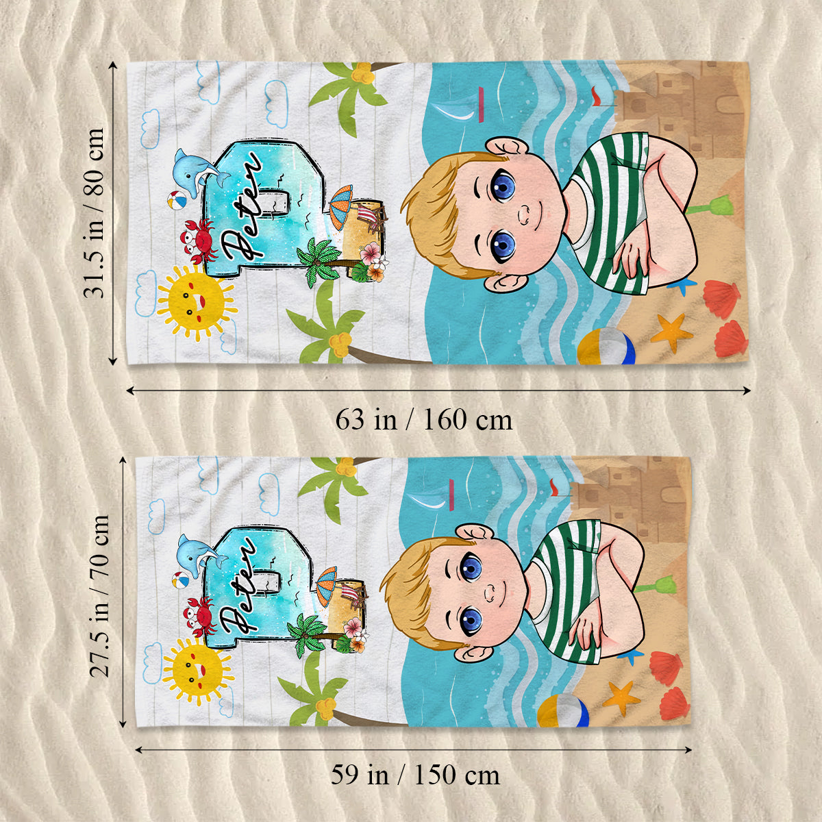 Kid On The Beach - Personalized Kid Beach Towel