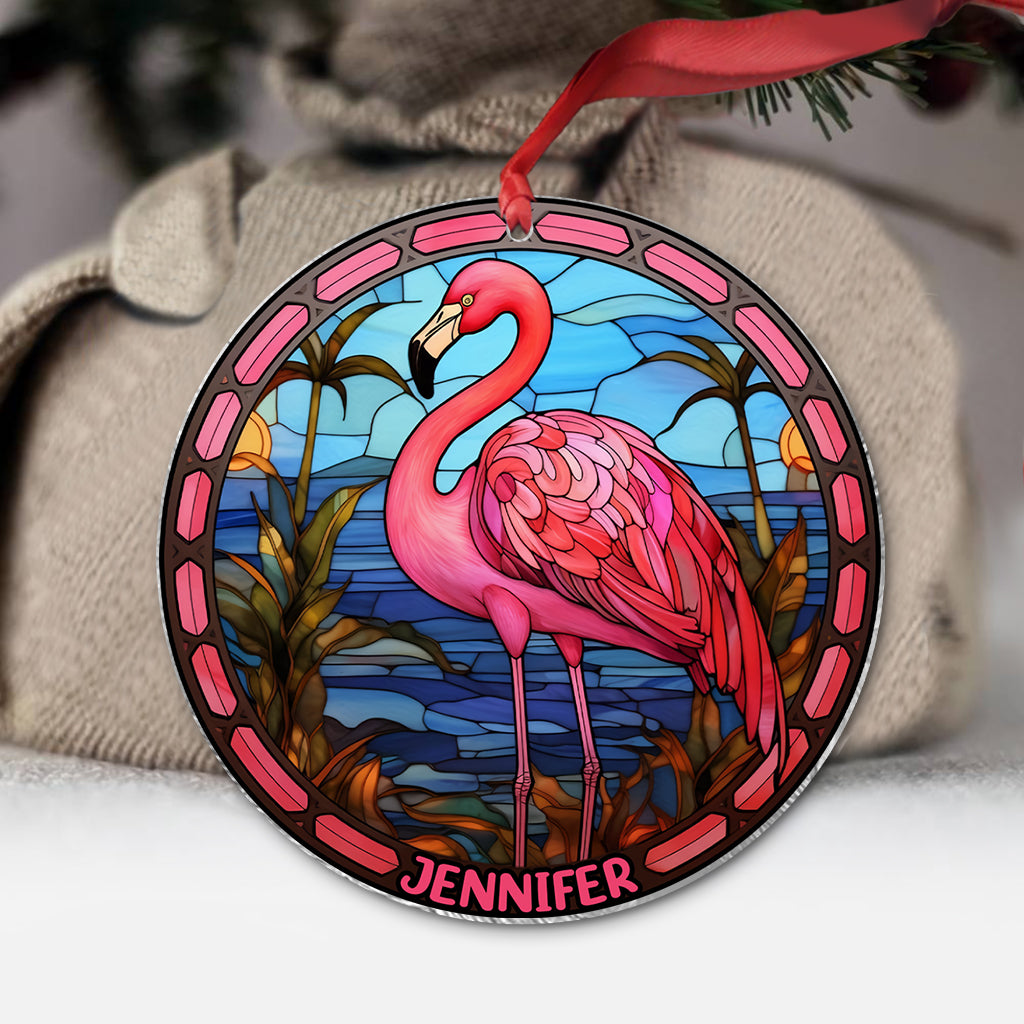 Flamants roses - Ornement transparent personnalisé Flamant rose