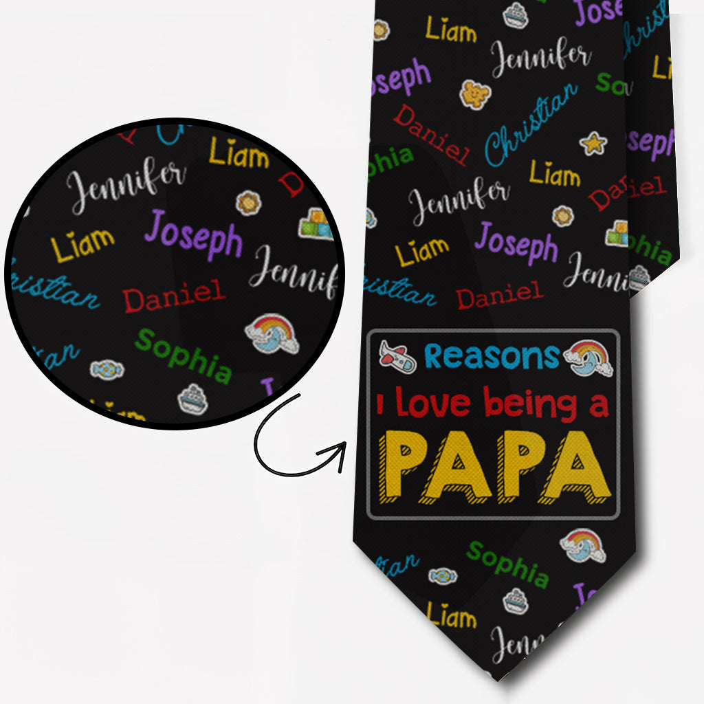 Reasons I Love Being A Grandpa - Personalized Grandpa Necktie
