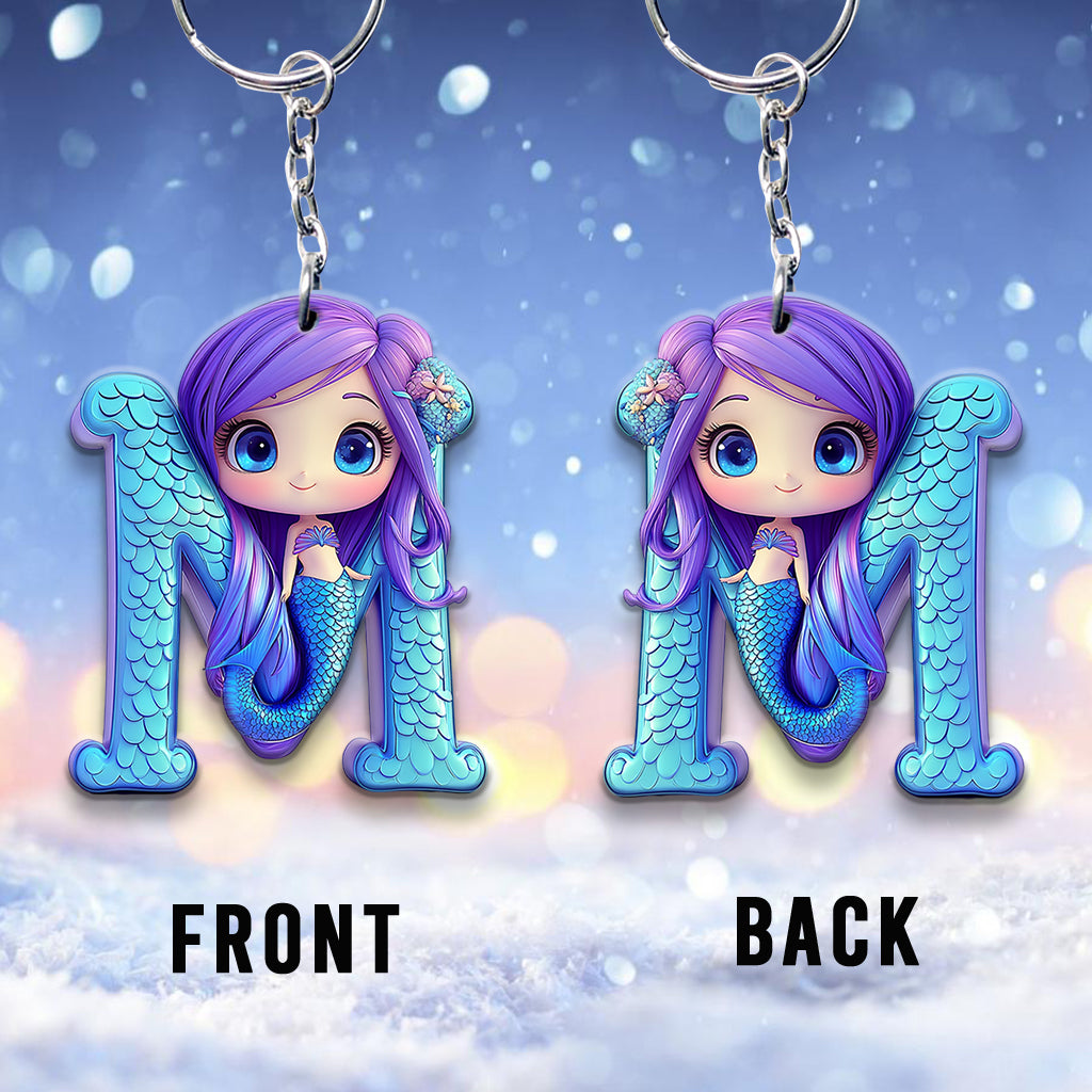 Beautiful Mermaid Letter - Personalized Kid Keychain