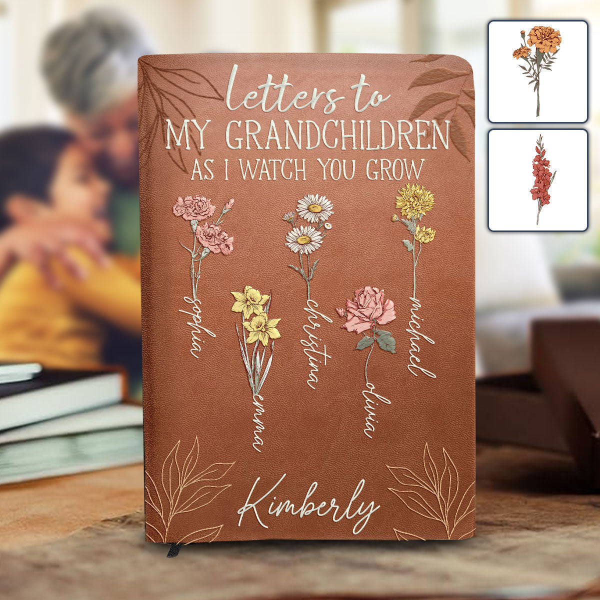 First Mom Now Grandma Letters To My Grandchildren - Personalized Grandma Leather Journal