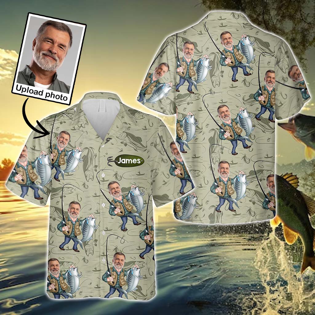 Funny Caricature Face - Personalized Fishing Hawaiian Shirt