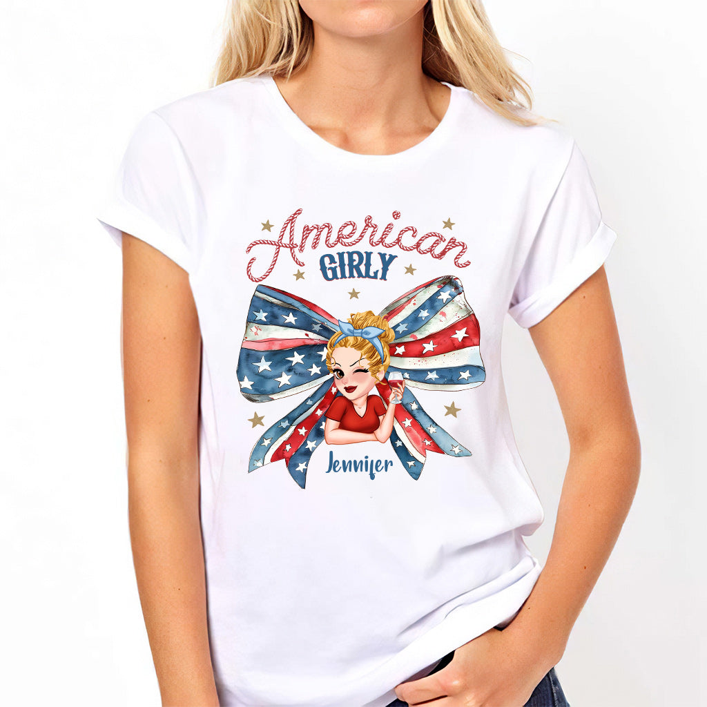 Coquette American Girl - Personalized Independence Day/ 4th of July T-shirt And Hoodie