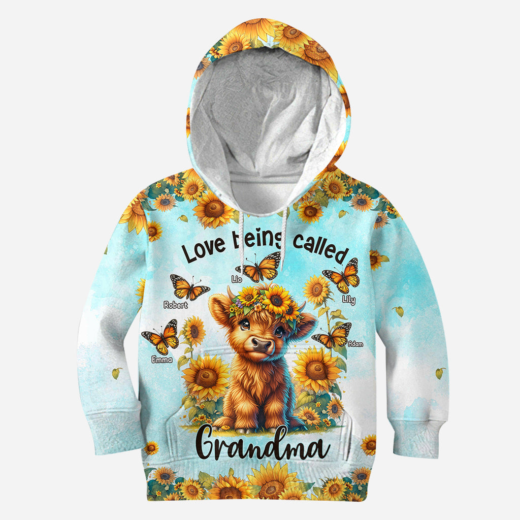 Love Being Called Grandma Highland Cow Sunflower - Personalized All Over Shirt