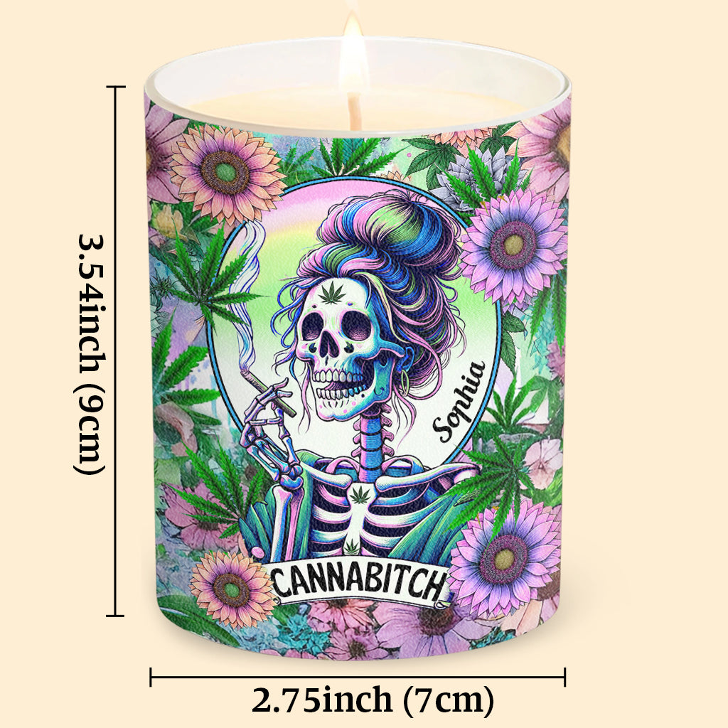 Cannabitch - Personalized Weed Candle With Wooden Lid
