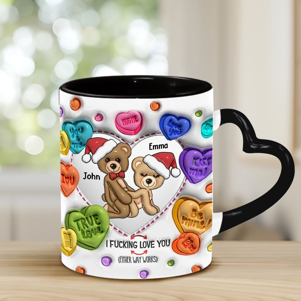 I Love You - Personalized Couple Heart Handle Mug