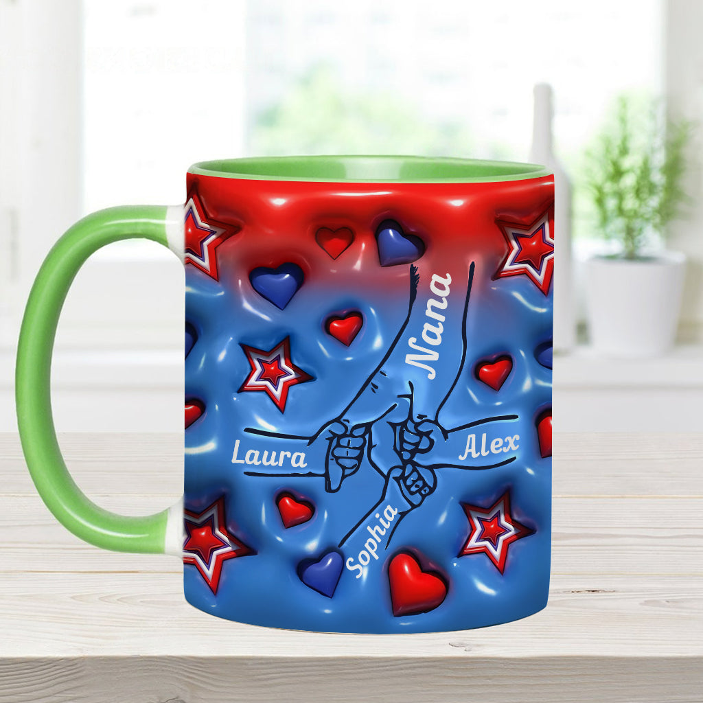 Nana & Grandkids Holding Hands - Personalized Grandma Accent Mug