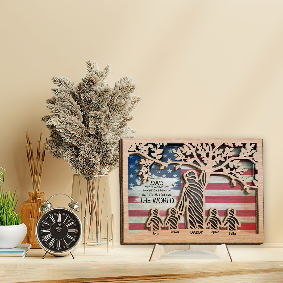 To Us You Are The World - Personalized Father 2 Layered Wood Sign / Wood Plaque