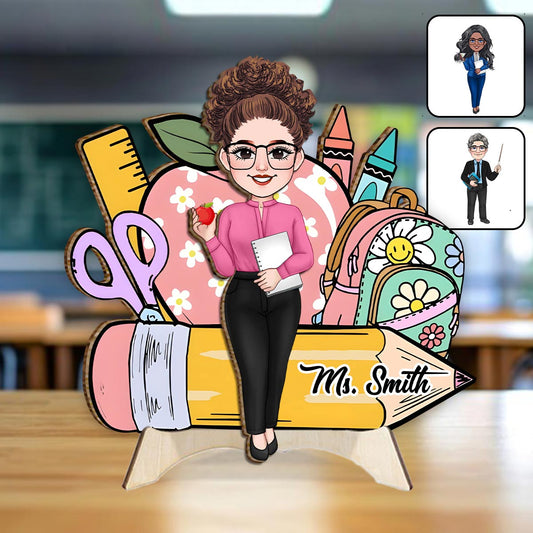 Bienvenue en classe ! Panneau/plaque en bois personnalisé(e) pour enseignant(e), double couche.