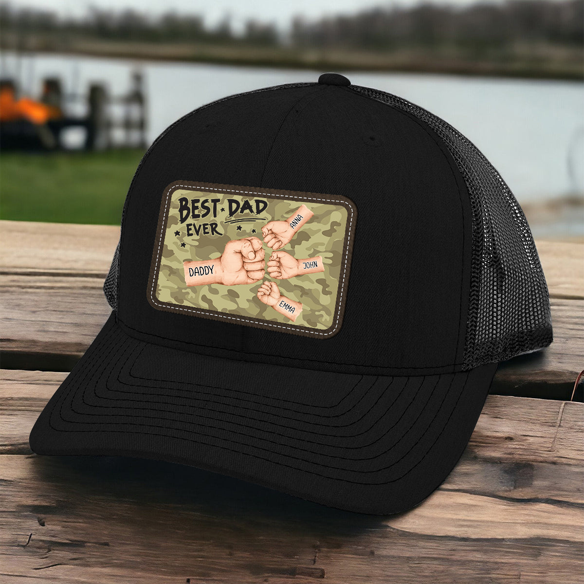 Best Dad Ever - Personalized Father Leather Patch Hat