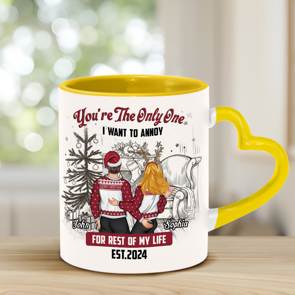 You Are The Only One I Want To Annoy - Personalized Couple Heart Handle Mug