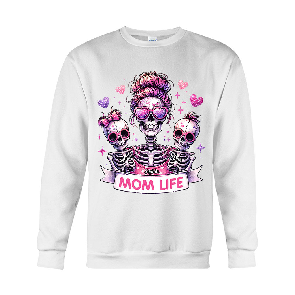 Mama-Leben – Personalisiertes Totenkopf-T-Shirt und Hoodie
