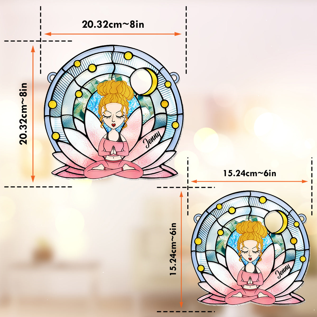 Namaste - Ornement attrape-soleil personnalisé pour fenêtre, inspiré du yoga 