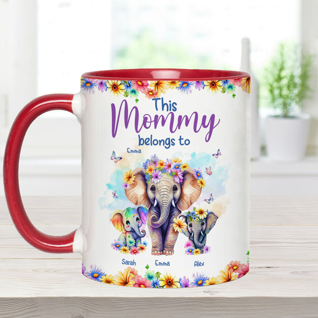 Elephants This Mommy Belongs To - Personalized Mother Accent Mug
