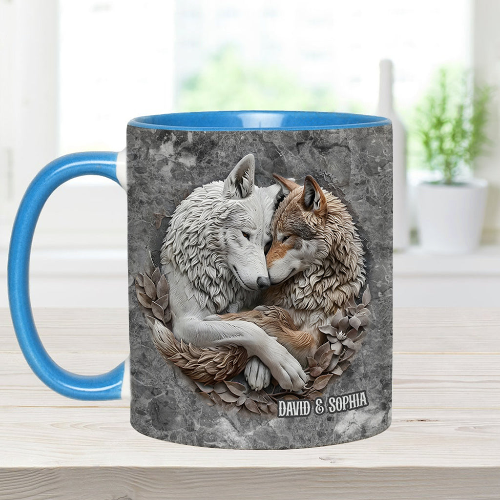 Wolfspaar – Personalisierte Tasse mit Wolfsmotiv
