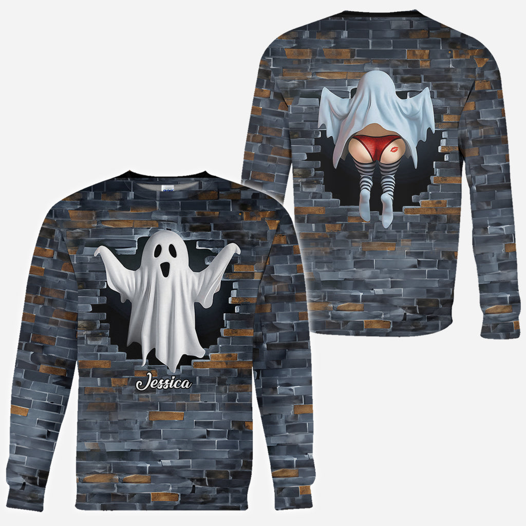 Funny Ghost Couple - Personalized Couple All Over Shirt