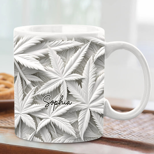 White Leaves - Personalized Weed Mug