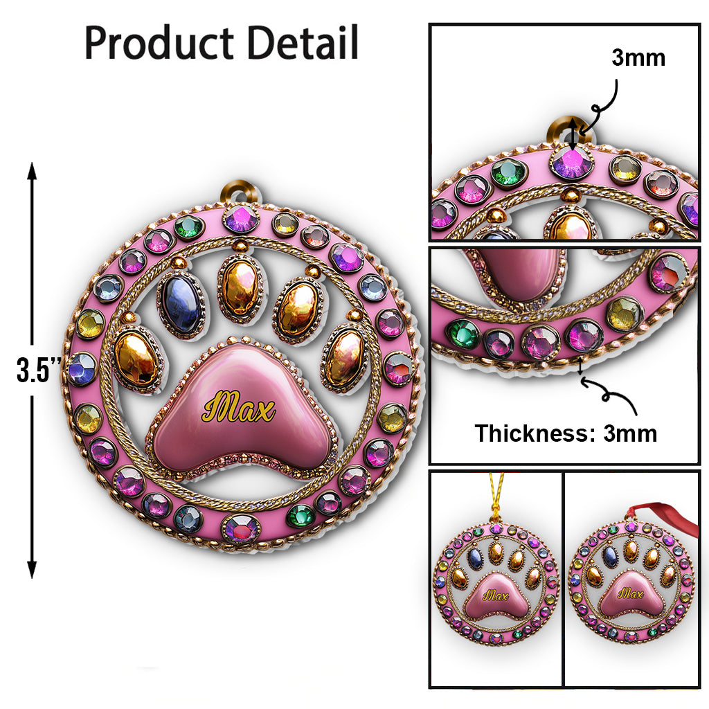 Adorable empreinte de patte - Ornement personnalisé pour chien en forme de chien