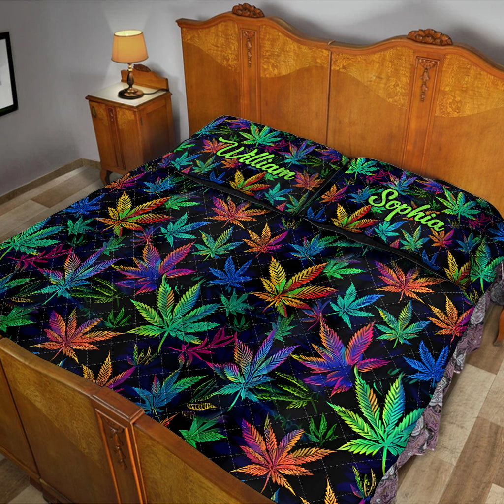 Irgendwo ist es 420 – Buntes Marihuana – Personalisiertes Weed-Quilt-Set