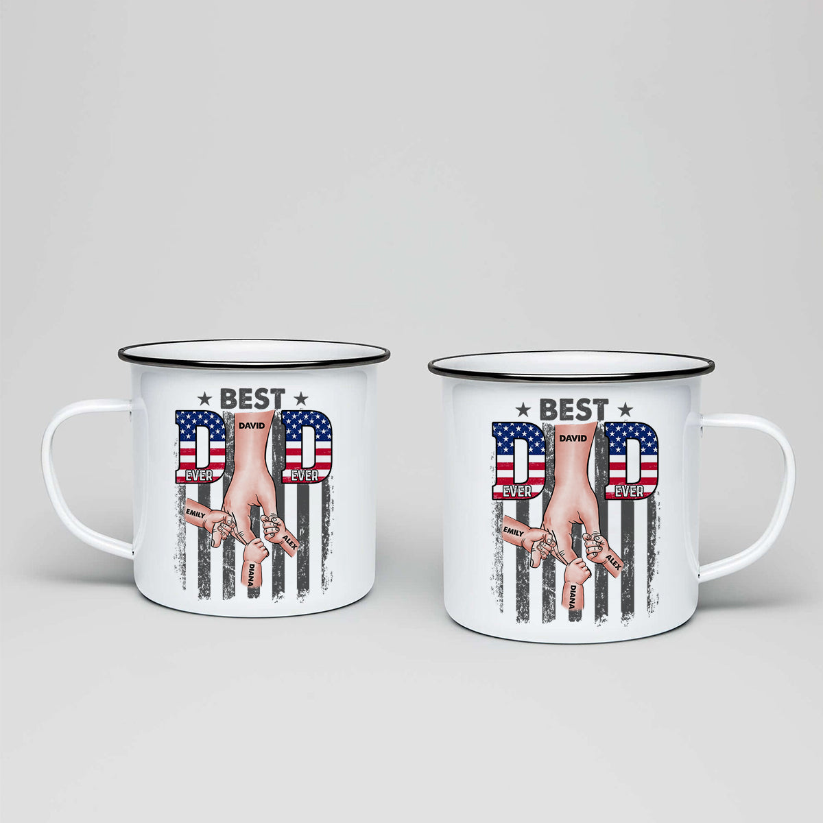 Best Dad Ever Fist Bump - Personalized Father Enamel Mug