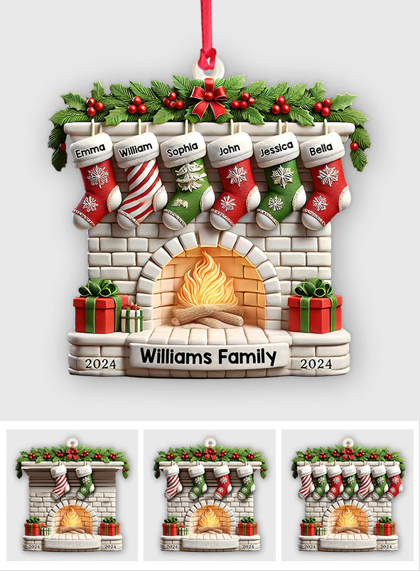 Stockings on Fireplace - Personalized Family Ornament