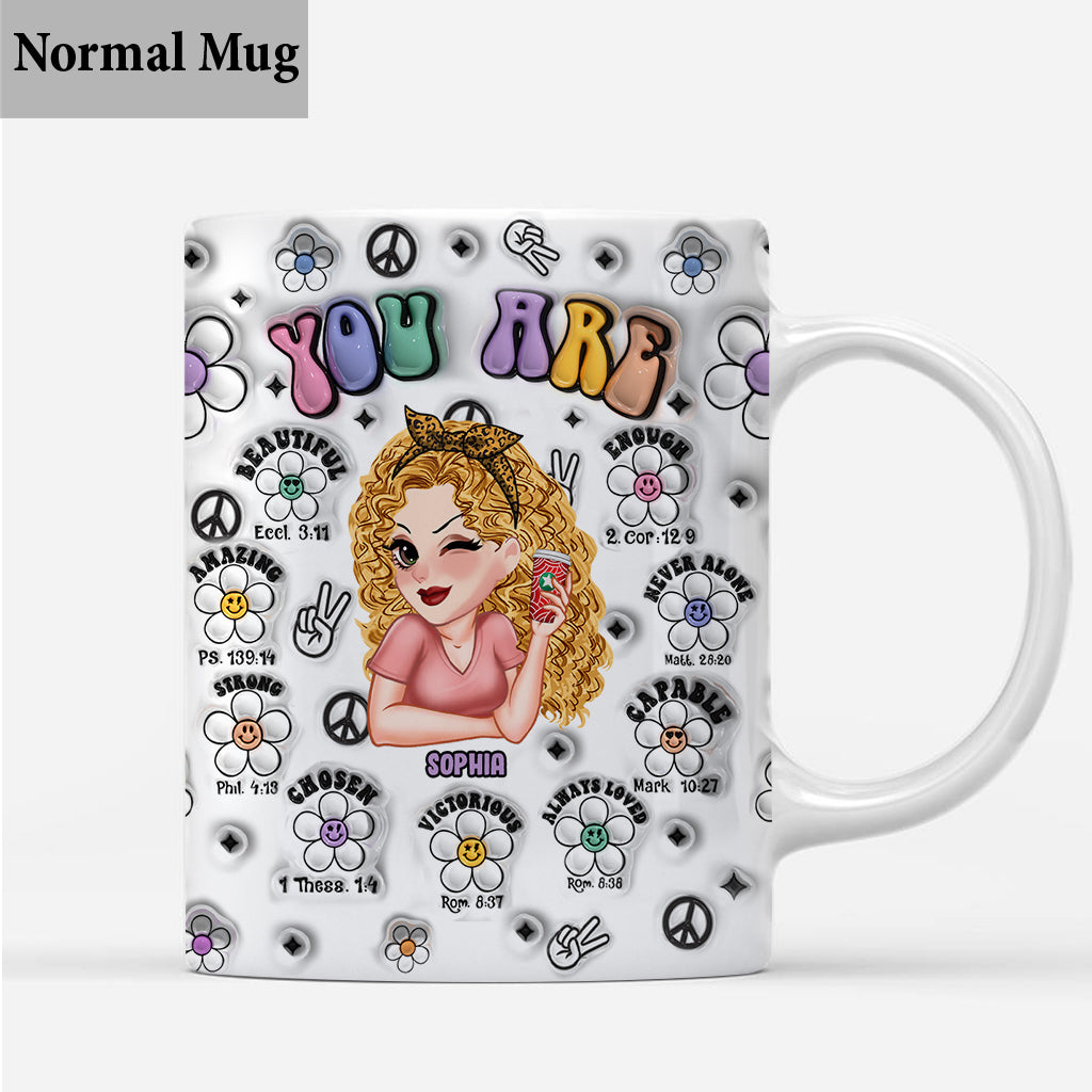 You Are Beautiful Strong Victorious Enough - Personalized Hippie Mug