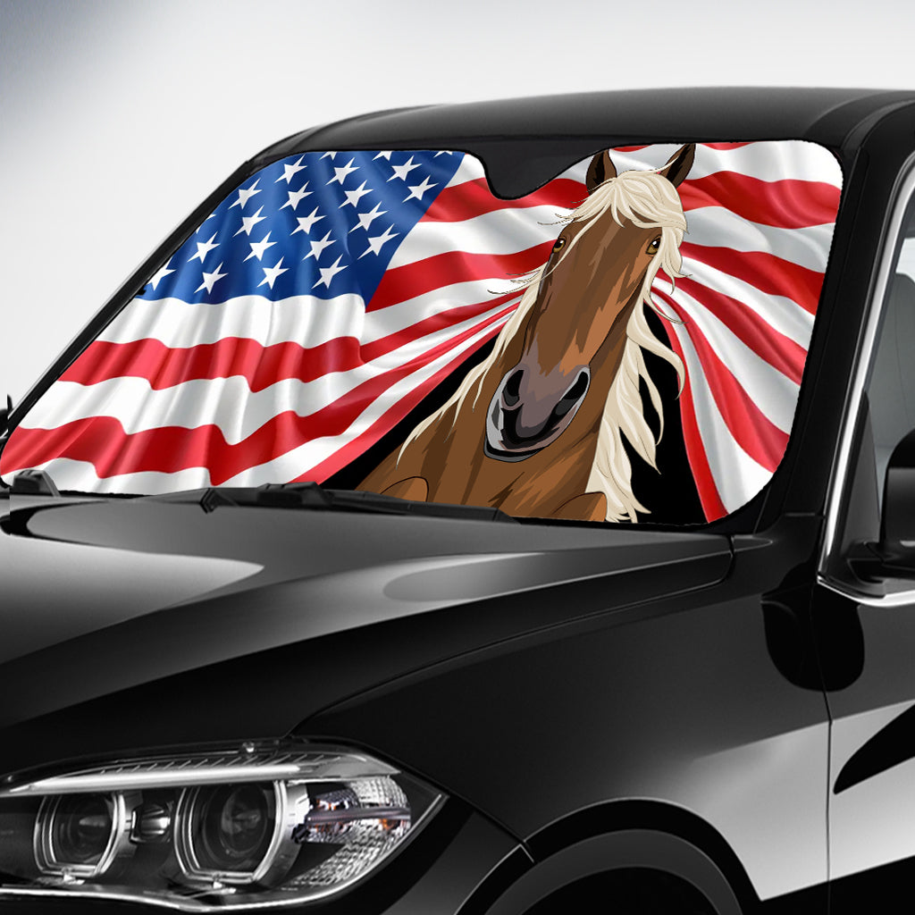 Pare-soleil de voiture personnalisé avec un cheval amusant pour la fête de l'Indépendance