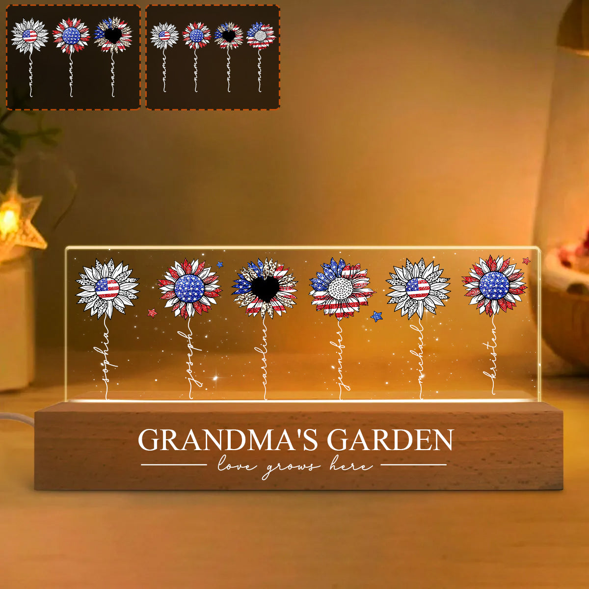 Grandma's Garden - Personalized Grandma Custom LED Night Light