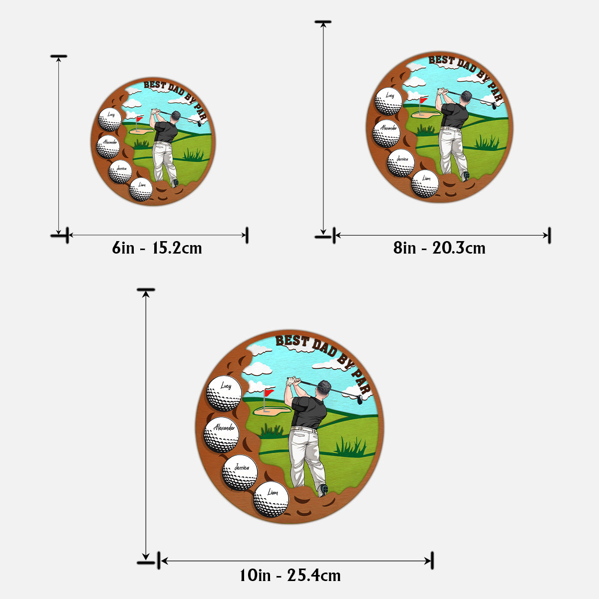 Best Dad By Par - Personalized Father 2 Layered Wood Sign / Wood Plaque