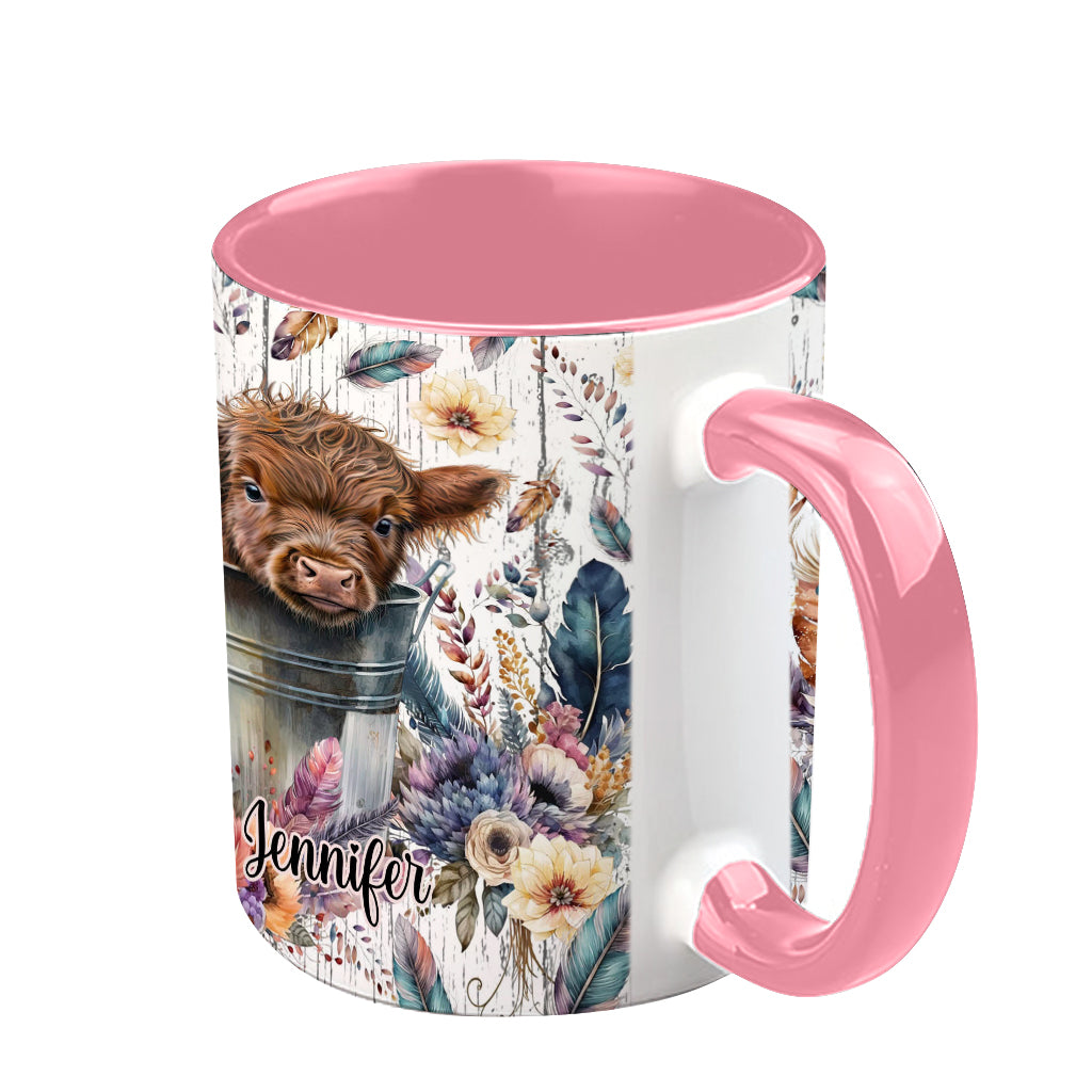Baby Highland Cow Western Style - Personalized Accent Mug