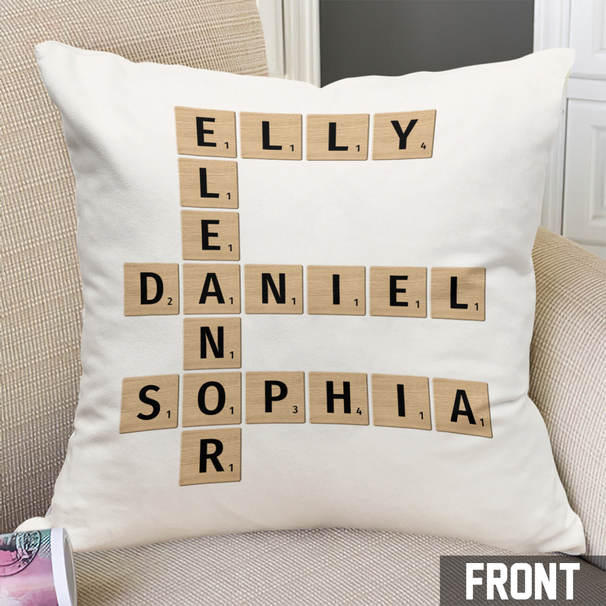 Family Crossword Art - Personalized Family Throw Pillow