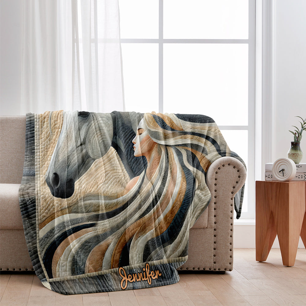 Einfach ein Mädchen, das Pferde liebt – personalisierte Pferdedecke