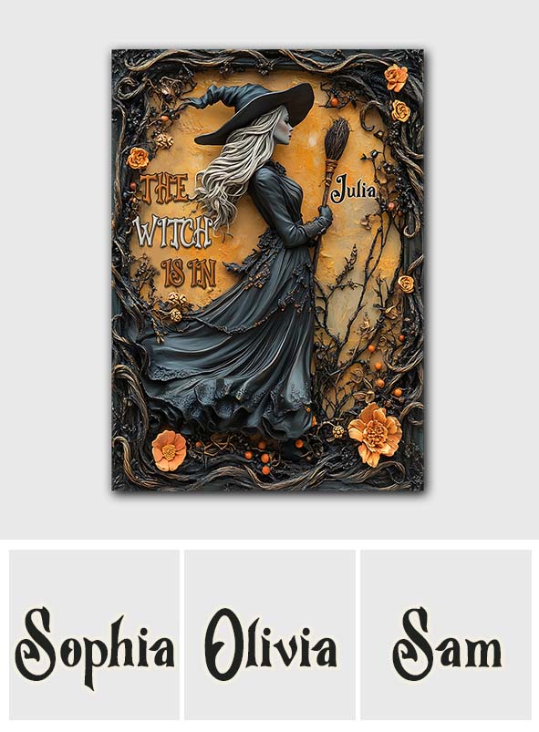 The Witch Is In - Personalized Witch Rectangle Metal Sign