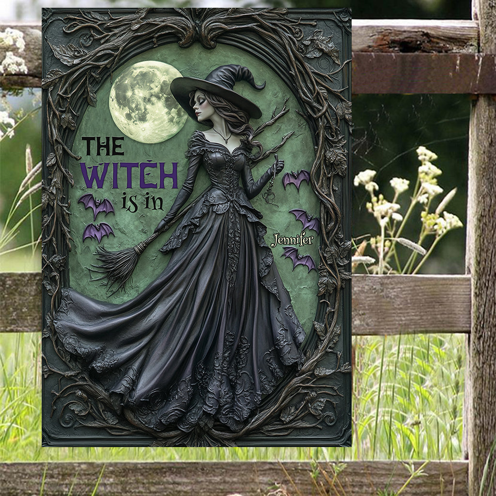 The Witch Is In - Personalized Witch Rectangle Metal Sign