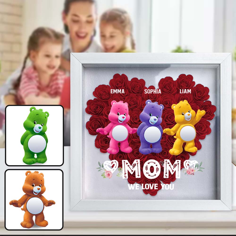 Mom We Love You - Personalized Mother Flower Shadow Box