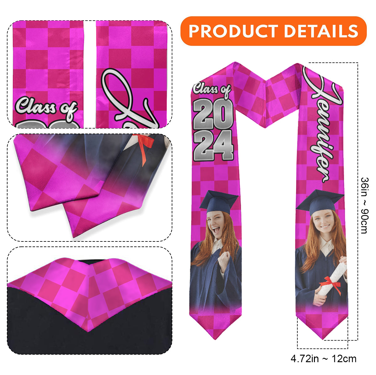 Photo Custom Graduation Stole Sash - Personalized Graduation Graduation Stole