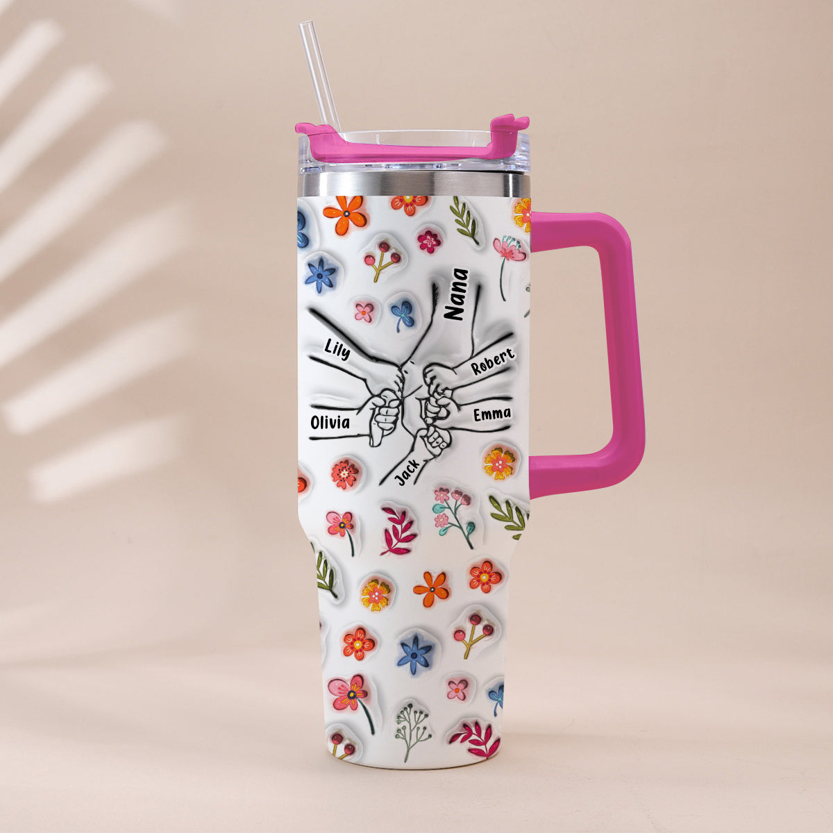 You Hold Our Hand - Personalized Mother Tumbler With Handle