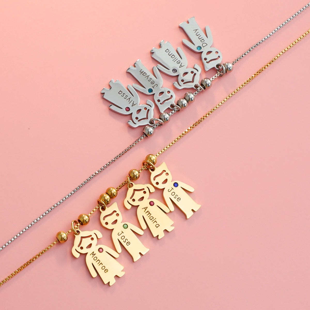 Necklace With Kids Charms Custom Birthstone - Personalized Mother Necklace With Kids Charms