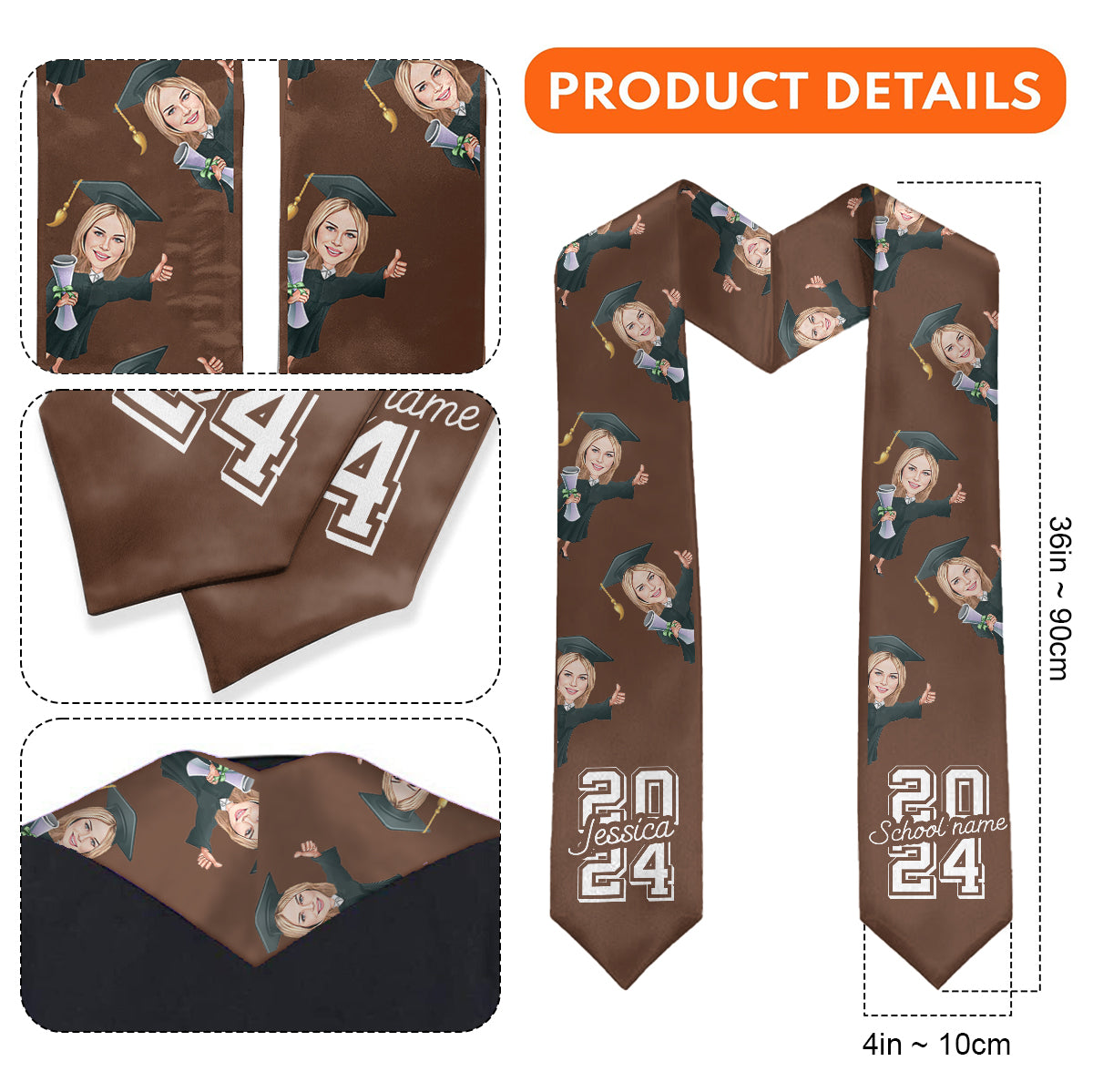 Caricature Funny Character - Personalized Graduation Graduation Stole