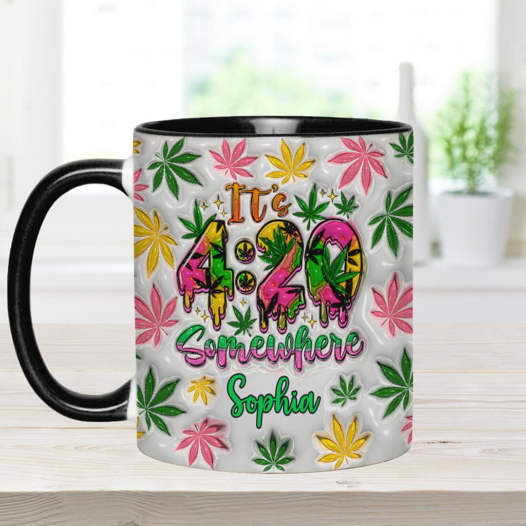 Irgendwo ist es 4:20 Uhr – Personalisierte Tasse mit Cannabis-Motiv