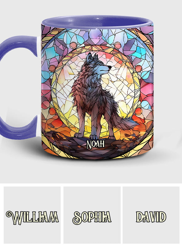 Wilder Geist – Personalisierte Tasse mit Wolfsmotiv