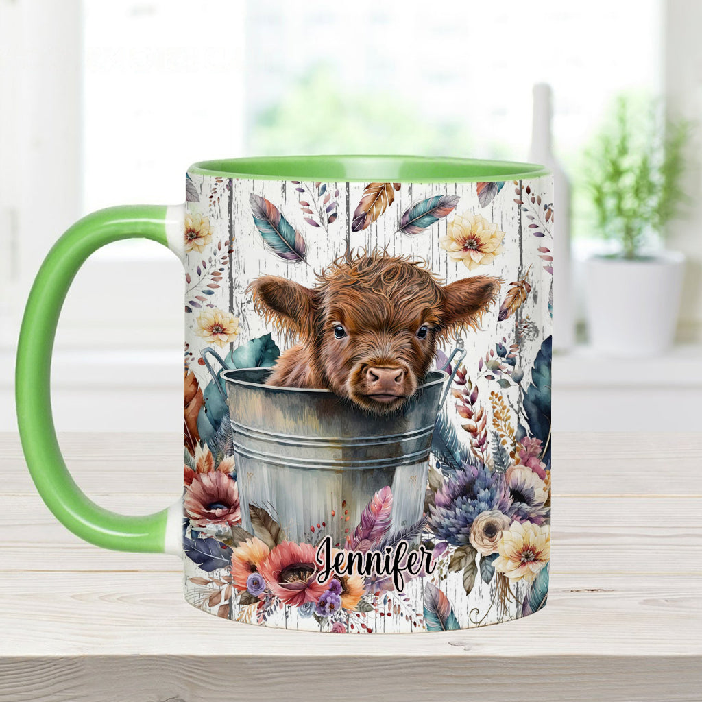 Baby Highland Cow Western Style - Personalized Accent Mug