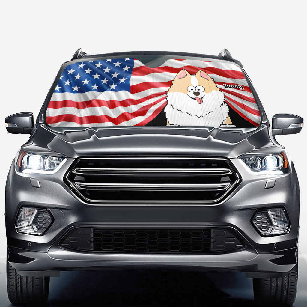 Funny Dog 4th Of July - Personalized Dog Car Sunshade