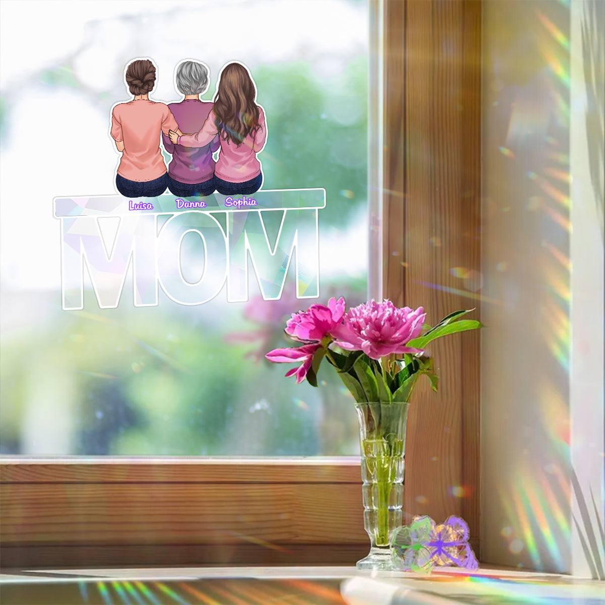 Love You Mom - Personalized Mother Suncatcher Decal