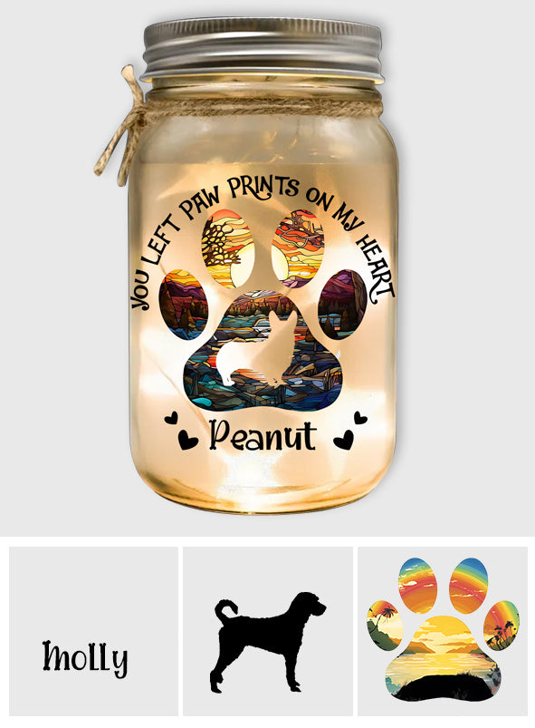Tu as laissé des empreintes sur mon cœur - Lampe personnalisée pour bocal Mason en forme de chien