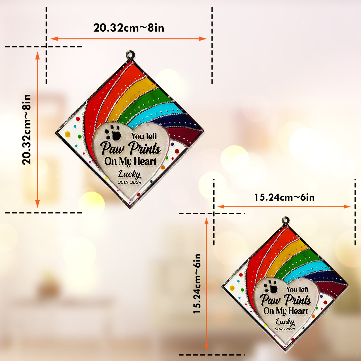 Rainbow Bridge Cat Dog Memorial - Personalized Dog Window Hanging Suncatcher Ornament