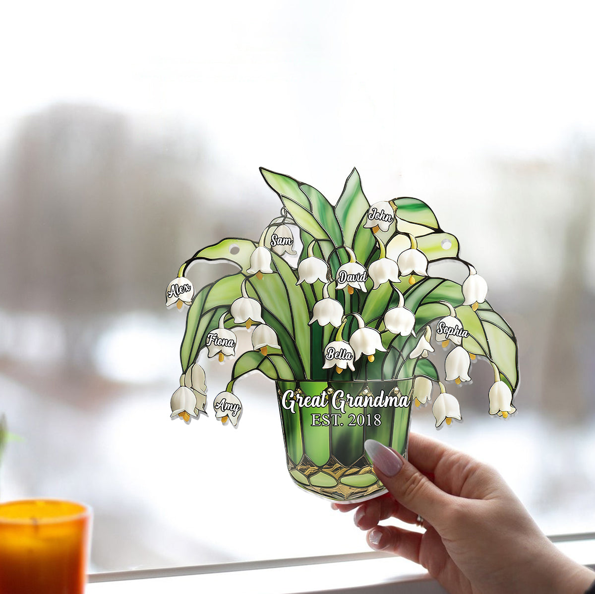 Maiglöckchen-Oma-Oma-Oma-Fensterhänger-Sonnenfänger-Ornament 