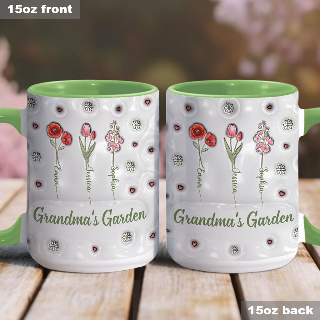 Birth Month Flowers Grandma's Garden - Personalized Grandma Accent Mug