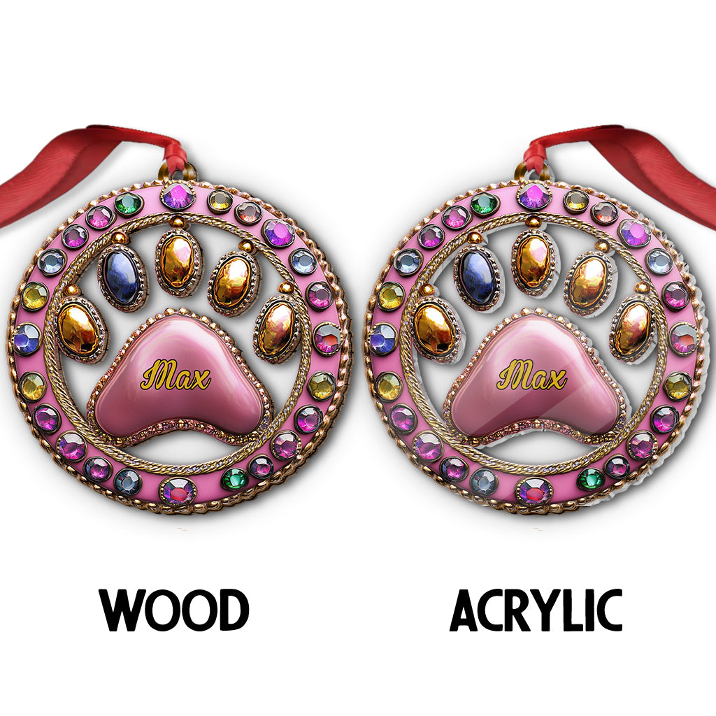 Adorable empreinte de patte - Ornement personnalisé pour chien en forme de chien