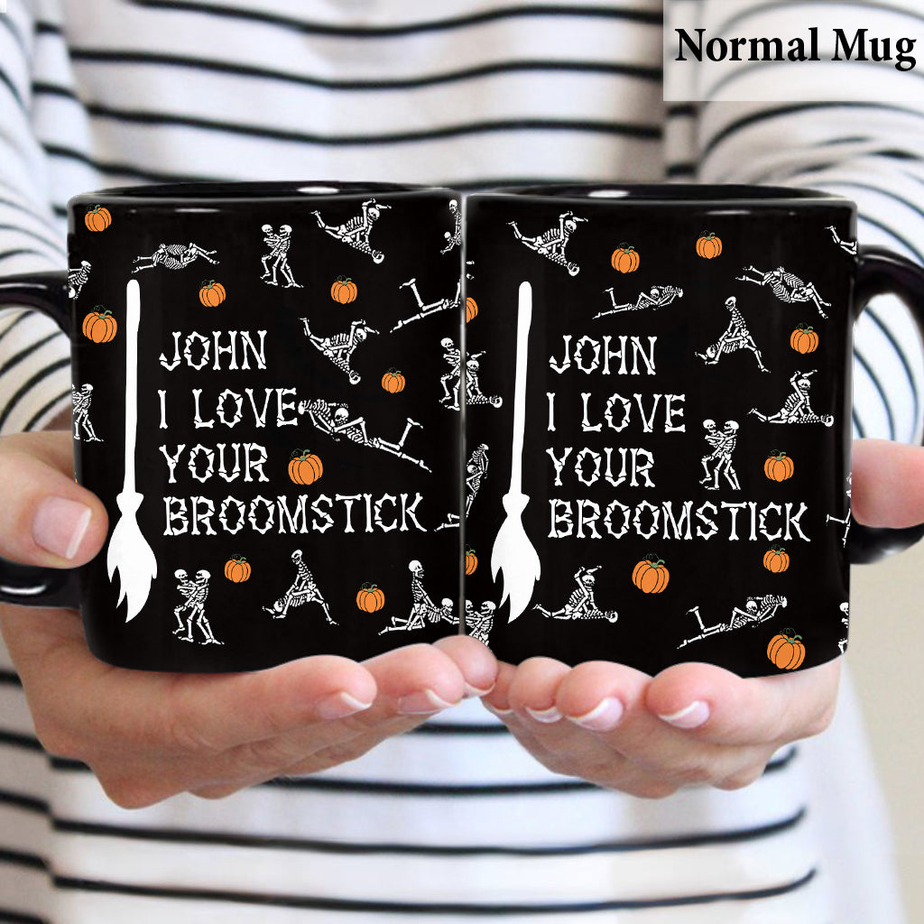 Love Your Pumpkins / Broomstick - Personalized Couple Mug